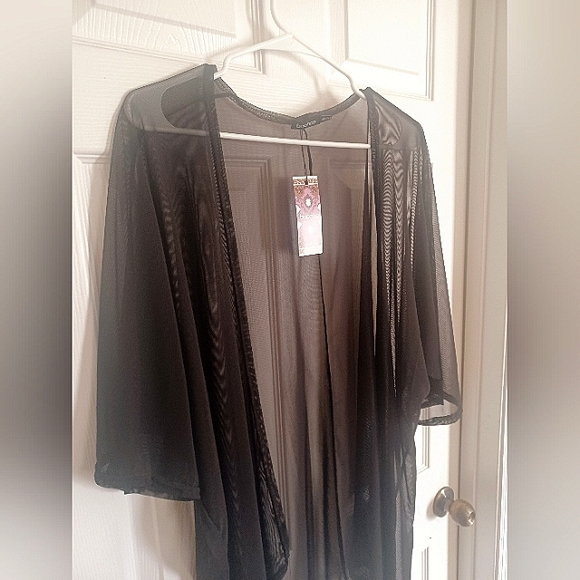 Sheer Mesh Kimono Cover Up - Picture 6 of 12